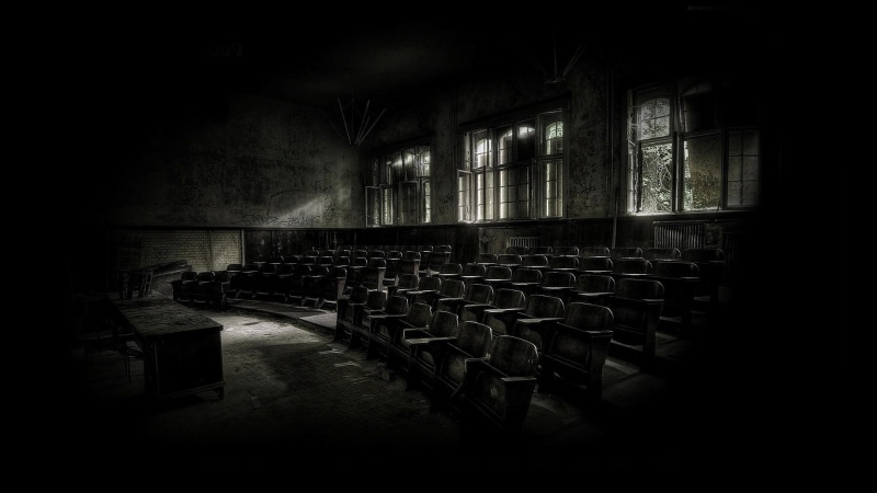 stage, religion, ruins, building, history, dark, no people, arrangement, the past, order, in a row, architecture, abandoned, built structure, seat, large group of objects
