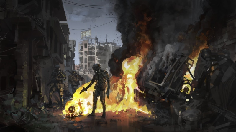 1080P, futuristic, Faraz Shanyar, digital art, fire, war, dystopian