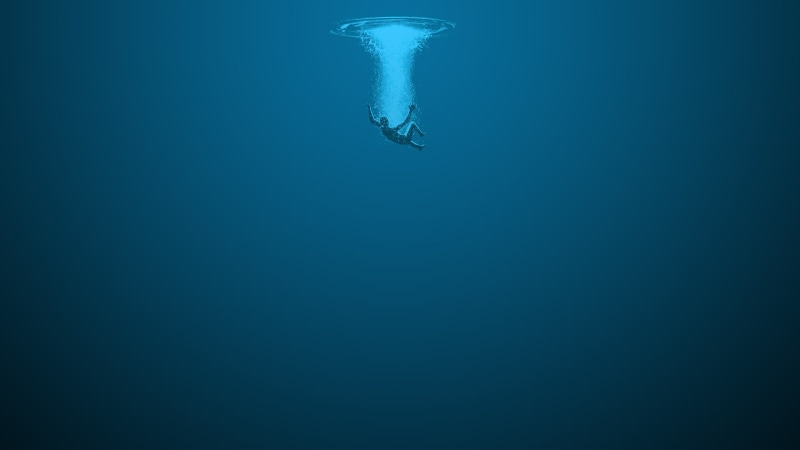 alone, artwork, hd, water, x, 2K, art, drowning