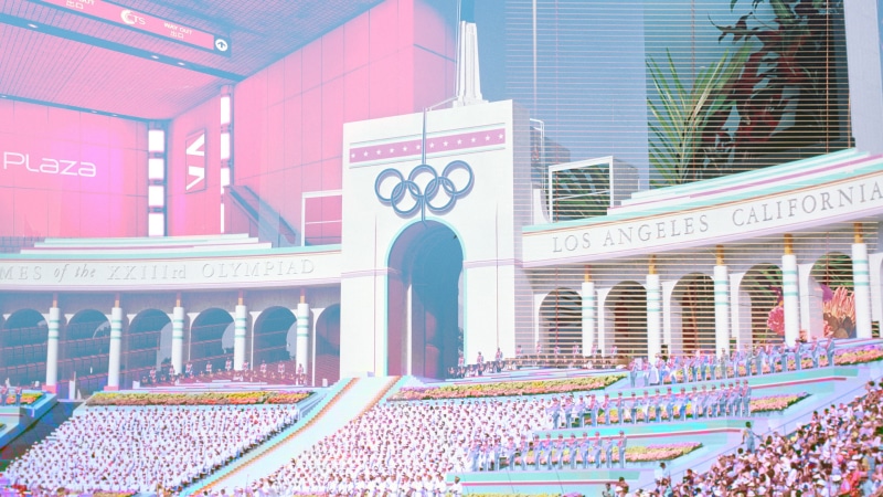 vaporwave, futuristic, pink, 2K, Olympics, Los Angeles, 1984