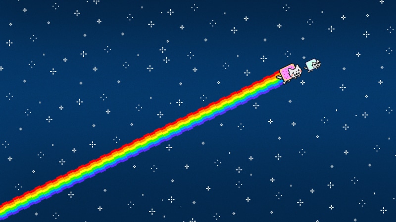 sky, memes, 4K, simple background, simple, minimalism, Nyan Cat