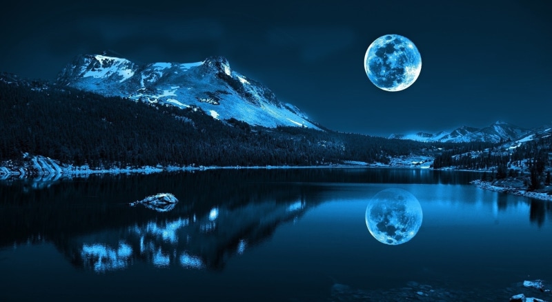 astronomy, Moon, cold temperature, mountain range, sky, space, fullmoon, Design, body, Water, Nature, scenics - nature, Creative, mountain, tranquility