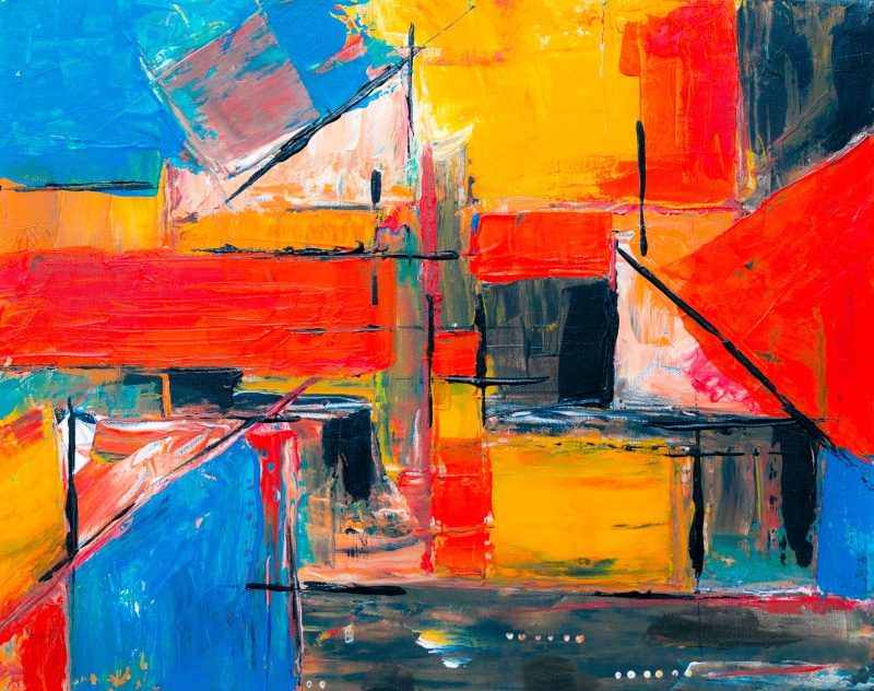 color, shape, painting, day, no people, container, wall art, built structure, 4K, contemporary art, paint, vibrant color, abstract expressionism, textured effect