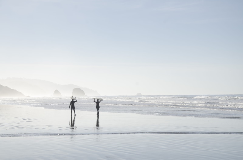 two, surfboards, ocean, land, seashore, snow, surf, two people, lifestyles, men, winter, surfing, beach walking, water, beauty in nature, copy space, sea