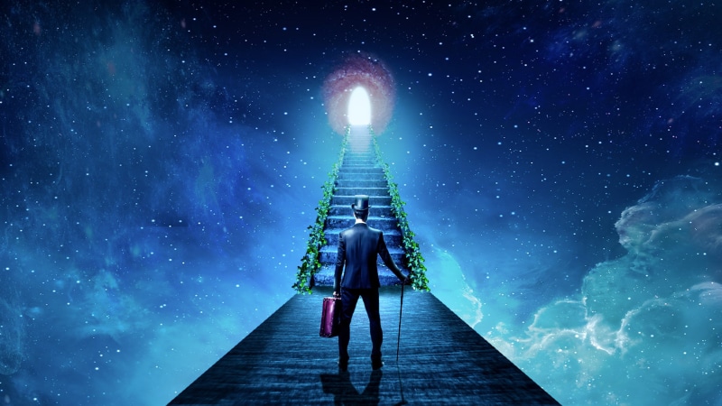 1080P, Man with No Name, Heaven and Hell, red, space, galaxy, path, Portal (game), God, alone, power suit, Alone in the Dark, cyan, stairs, blue