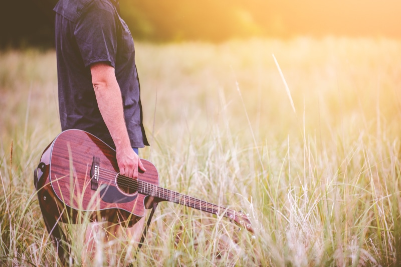 guitarist, sunset, outdoors, people, plant, string instrument, music, summer, land, arts culture and entertainment, adult, musician, one Man Only, playing