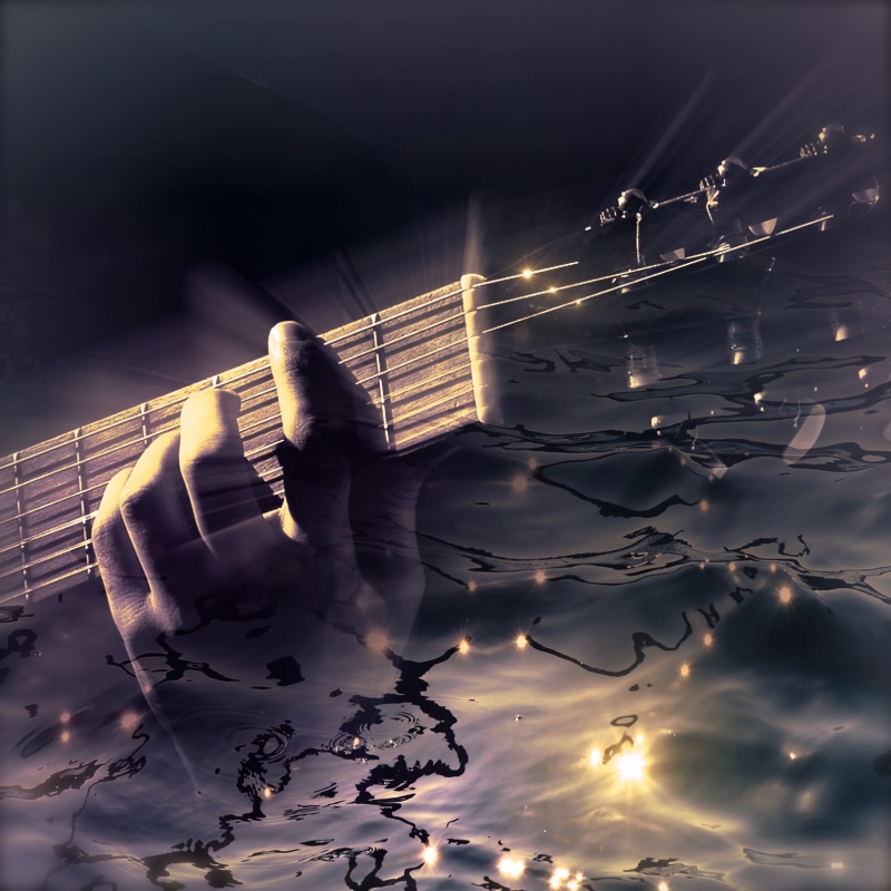 art, sky, hand, beautiful, string instrument, stringed instrument, dream, night, one person, acoustic, magic, dark, emotion, composing, finger, playing