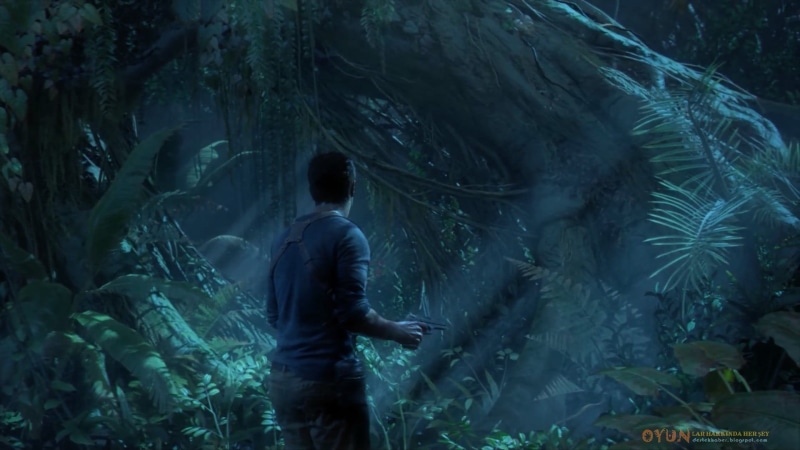 real people, plant, leisure activity, video games, three quarter length, beauty in nature, shirt, forest, standing, t, 1080P, s, one person, land, Nathan Drake