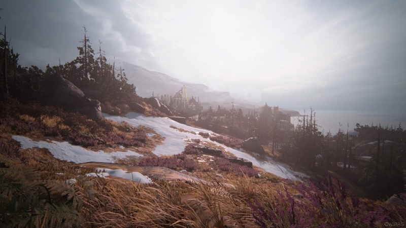 scenics - nature, plant, growth, mountain, video games, fog, Nathan Drake, sky, environment, nature, tranquility, cloud - sky, day, tranquil scene, screen shot
