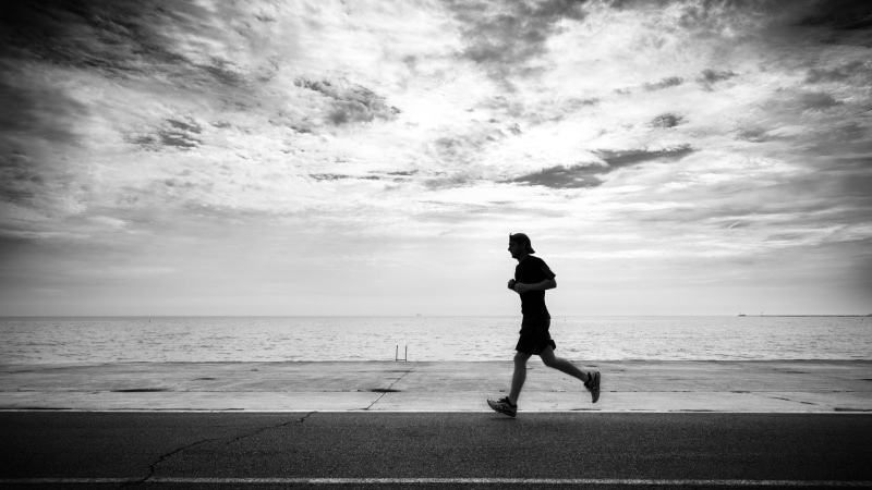 sports Training, running, one Person, Illinois, light, sky, a7, women, sport, urban, people, faceless, outdoors, monochrome, photography, United States