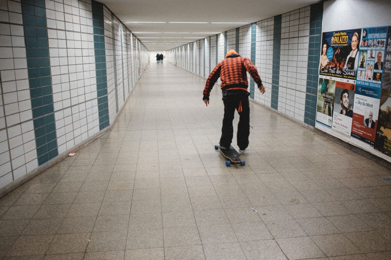 single, dom, underworld, motion, casual clothing, bright, achieve, flooring, skater, way, emerge, bahn, one person, jeans, corridor, end, leisure activity