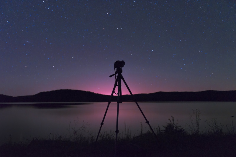 sunset, 5K, nebula, sky, nature, Night Sky, Long Exposure, night, Tripod, Photography, silhouette, Quiet time, stars, camera, stand, technology, mountain view