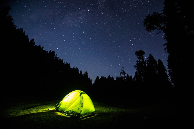 green color, space, plant, outdoors, beauty in nature, exploration, scenics - nature, land, mountain tent, nature, sky, non-Urban Scene, tree, forest, hiking