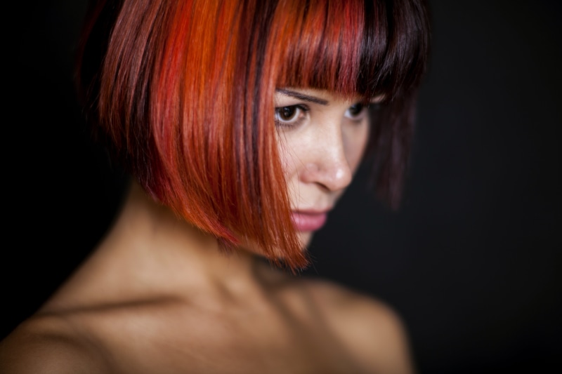5K, photo, human, shoulder, one person, bangs, hair, Beauty, beauty model, young model, beautiful, human face, hairstyle, overview, the innocence, dyed red hair