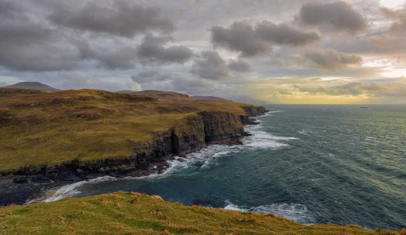 golden, scenics, nature, hour, rock - Object, cliff, 5K, atlantic Ocean, near, green, coastline, shore, landscape, Kopie, golden hour, sea