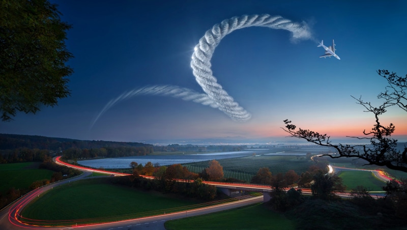 night, distance, tree, 4K, distant, flyer, aircraft, horizon, travel, green, cloud - sky, beauty, lights, plant, people, time, flight path, photography