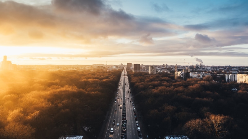 capital Cities, day, daytime, Sun, light - Natural Phenomenon, sunset, urban Scene, tree, river, illuminated, dusk, travel Destinations, blue, bridge - Man Made Structure
