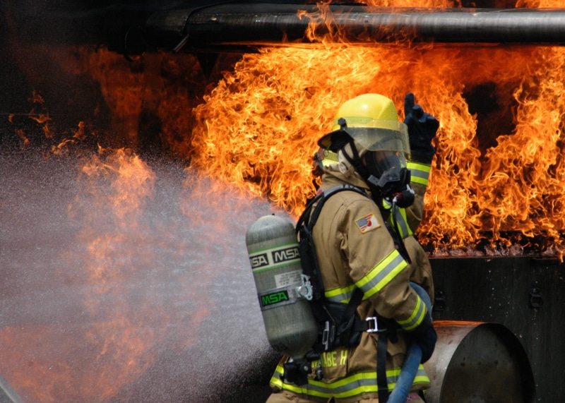 fire, equipment, rescue, safety, dangerous, uniform, warning sign, sign, fire hose, firefighter, gear, outdoors, putting, healthcare and medicine, emergency services occupation