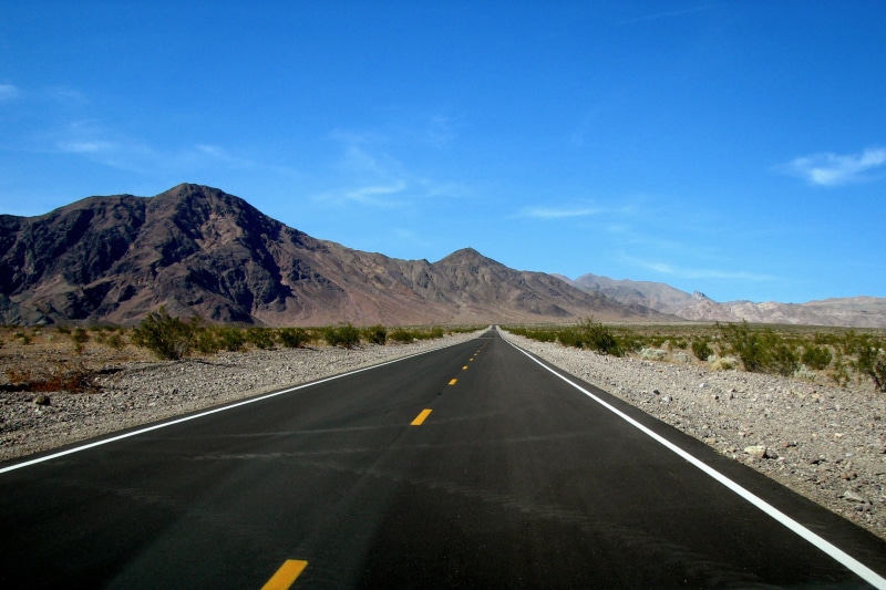 desert, The Great American Road Trip, road, daytime, 1080P, black, north america, asphalt, mountain, concrete road, nature, death valley  california, highway