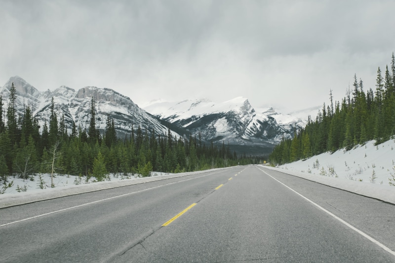 ice-capped, ground, daytime, mountain, diminishing perspective, verge, cold temperature, no People, rocky Mountains, day, direction, road, dividing line