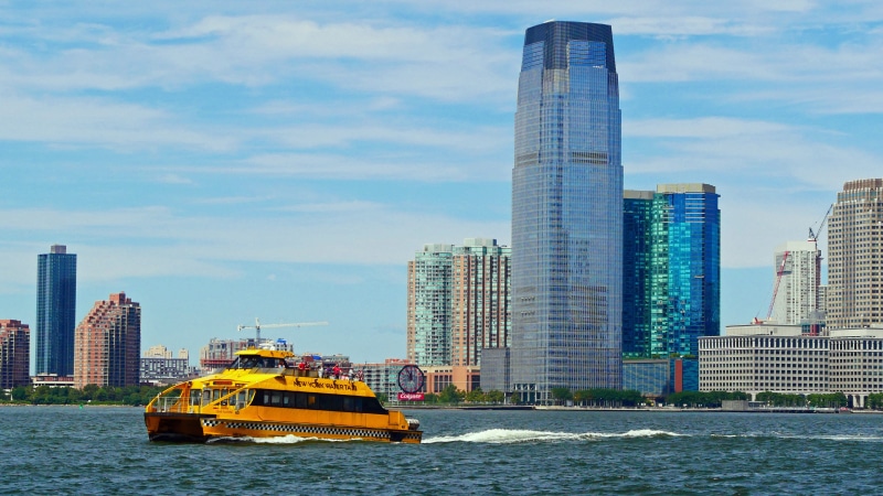 usa, contruction crane, jersry, cityscape, new, city, vessel, nature, skyscraper, cruises, york, hudson, sky, boat, tower, modern, downtown, office, tall - high