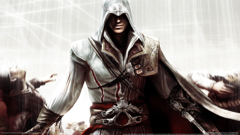 1080P, adult, city, Assassins Creed, looking at camera, game, young women, Assassins Creed II, standing, architecture, women, clothing, lifestyles, video games
