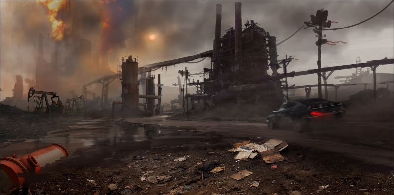 Smoke, no people, Mad Max, Pipe, building exterior, fuel and power generation, smoke - physical structure, Avalanche Studios, architecture, black, environment