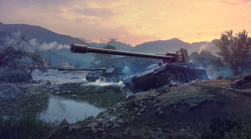 winter, battle, sunset, plant, environment, transportation, mode of transportation, Grille 15, Tank destroyer, nature, outdoors, mountain, World Of Tanks