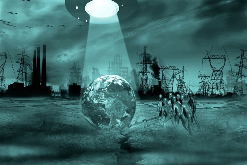energy, ship, moon, building, building exterior, reflection, architecture, clouds, houses, imagination, technology, ufo, representation, the fog, rescue