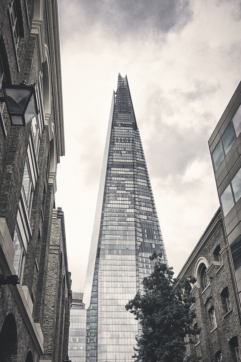 2K, skyscraper, building exterior, architecture, low angle view, united kingdom, city, shard, day, tourism, the shard, bitcoin, spire, no people, sky