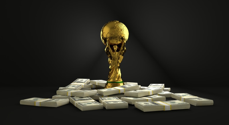 trophy, award, copy space, black background, first, studio shot, win, corruption, world cup, competition, paper currency, success, no people, abundance