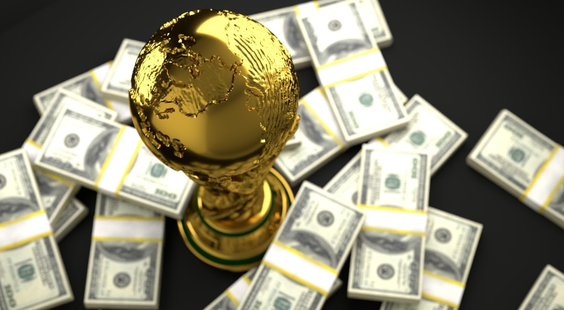 luxury, champion, dollar sign, money, savings, championship, football, paper currency, tournament, shiny, trophy, wealth, victory, economy, cup, silver colored