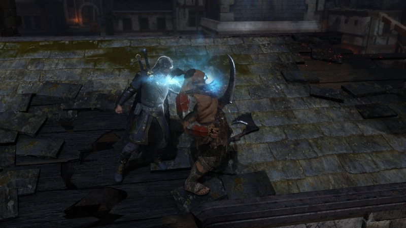 real people, staircase, men, outdoors, architecture, the past, Middle Earth Shadow of War, weapon, history, day, working, preparation, group of people