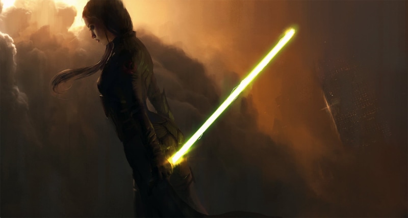 green, silhouette, sky, nightlife, Rebels, rock music, people, lightsaber, white, illuminated, nature, 720P, one Person, sword, night, real people