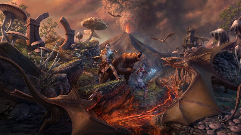 video, art, elder, 1080P, morrowind, the elder scrolls iii: morrowind, hd, nature, iii, Grizzly Bear, x, 1920x1080 px, volcano, The Elder Scrolls Online