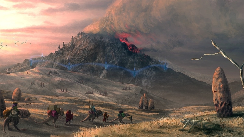 scenics - nature, cloud - sky, nature, adventure, outdoors, travel, mountain, group of people, sky, travel destinations, land, tree, non-urban scene, the elder scrolls iii morrowind