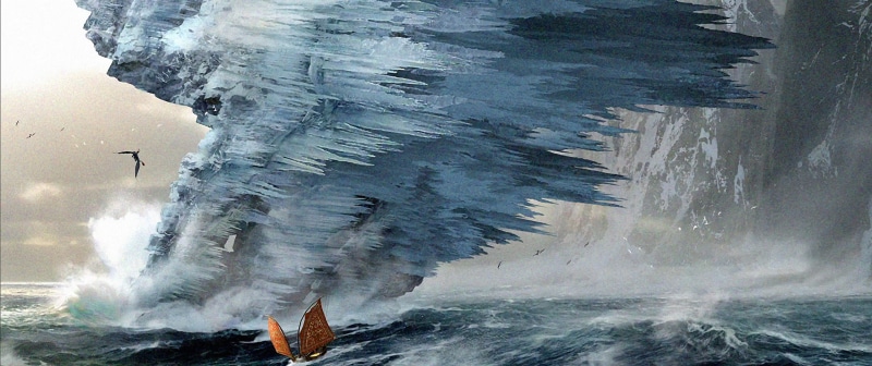 concept art, photo, environment, landscape, sea, ship, ice, vertebrate, marine, junk, beauty in nature, How to Train Your Dragon 2, animal wildlife, animated movies