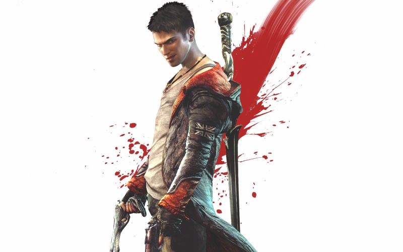 holding, standing, grin, copy space, studio Shot, people, men, indoors, smile, weapons, Dante, casual clothing, man, leisure activity, three quarter length