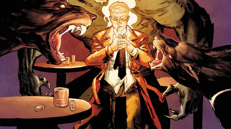 Smoke, Hellblazer, Bar, Wolf, 1080P, Tie, Lighter, Cape, Smokes, John Constantine, Wolves, Werewolf, Cigarette, Werewolves, Comics, Vertigo, Comic, Cloak