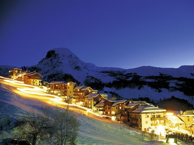 ski, blue, ski resort savoie, ski resorts, night, 720P, travel, nature ...