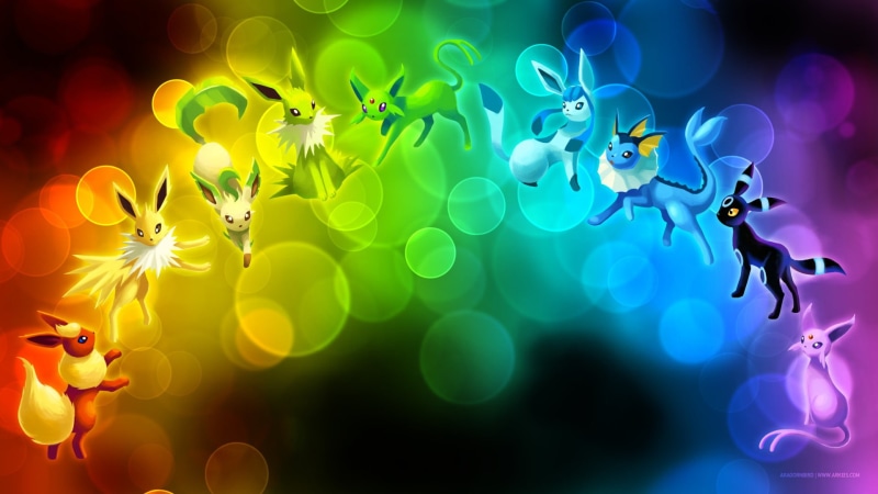 defocused, beauty in nature, purple, pokemon, lens flare, Eevee, celebration, motion, 1080P, colorful, backgrounds, mid-air, digital, shape, multi colored