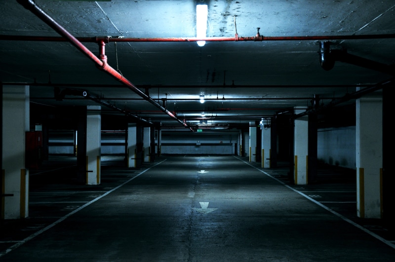 dark, city, built structure, ceiling, park, building, the way forward, empty, photo, no people, transportation, basement, parking garage, 4K, indoors