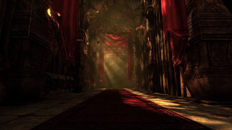 vanishing point, indoors, illuminated, sunbeam, place of worship, Alice, nature, spirituality, red, built structure, building, no people, travel destinations