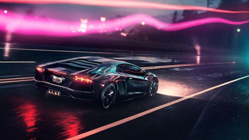 Synth pop, Sinti, Road, Neon, Synthwave, Auto, MIKSHRV, 1080P, Darkwave, Machine, Lamborghini, Retrowave, Lamborghini Aventador, Synth-pop, Synth, Supercar