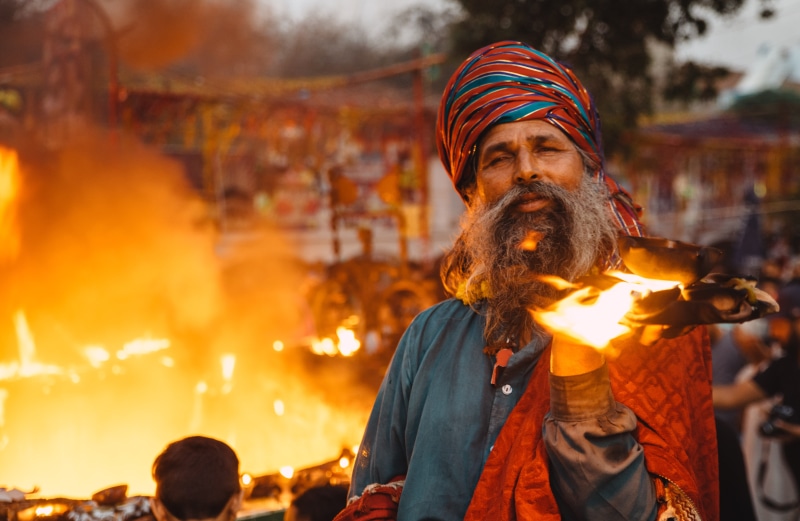 beard, black, turban, outdoors, celebration, colors, ceremony, holding, night, evening, burning, portrait, man, nature, heat - temperature, street, smoke