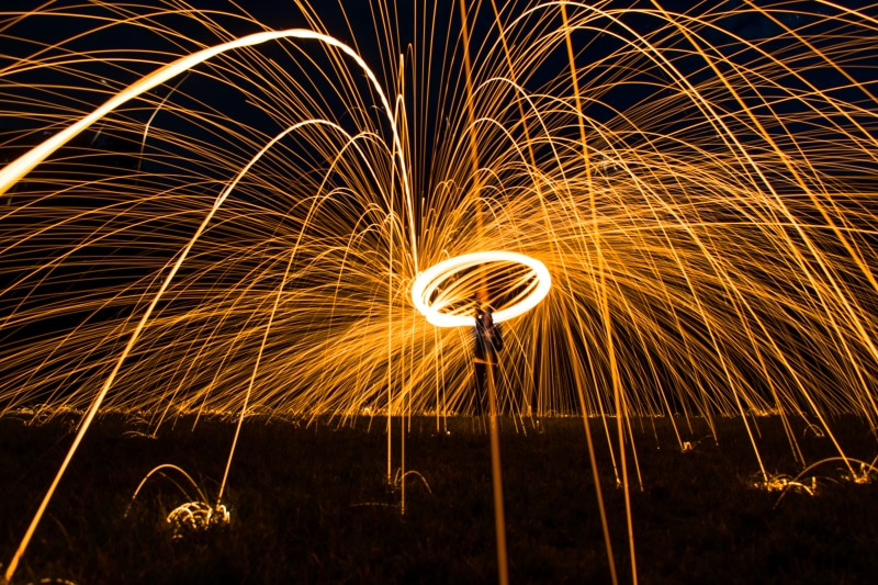 man, abstract, dark, 5K, celebrate, event, time lapse, spinning, firework display, flash, sparkling, person, steel, long exposure, communication, outdoors