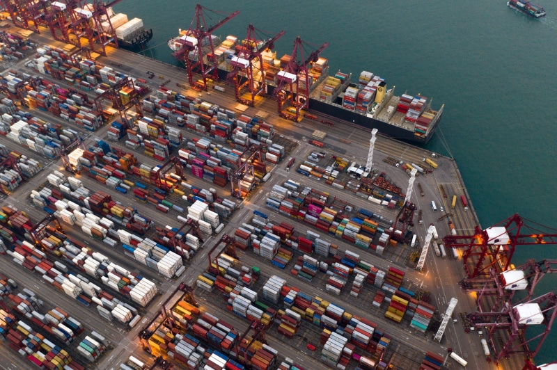 busy, transportation, cargo container, trucking, ship, water, trade, loading, unloading, 4K, transport, channel, cargo, shipping, terminal, trading, architecture