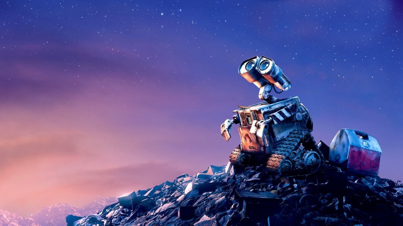 WALL-E, Pixar Animation Studios, space, movies, sky, WALL·E, stars, robot, 1080P
