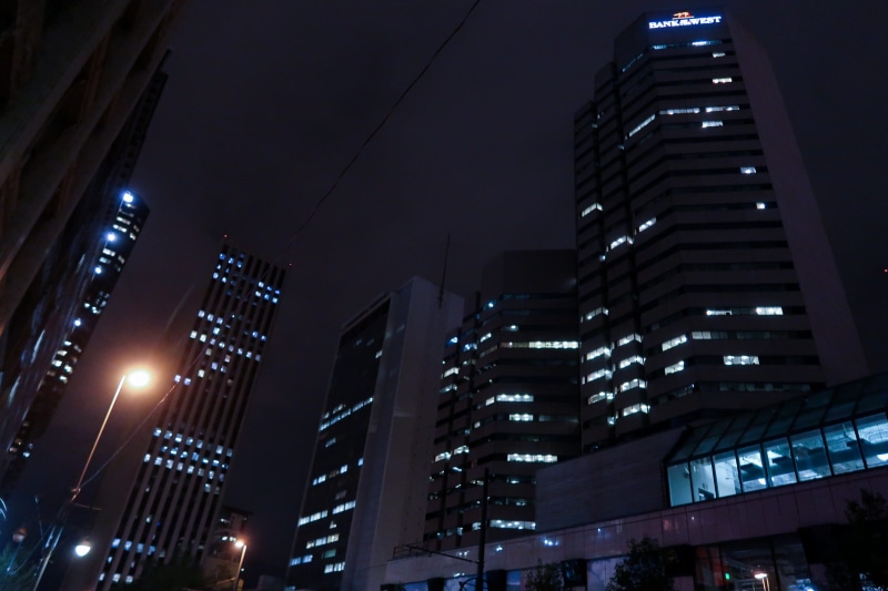 citynight, cityscape, modern, no people, lights, lighting equipment, purple, 1080P, neon, building, office, tall - high, aesthetic, light, office building exterior