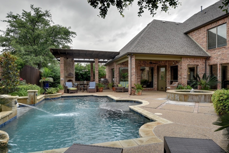 luxury, cloud - sky, no people, brown, sky, day, swimming pools, pool, house, pools, family, concrete, outdoors, backyard pool, swimming pool, architecture
